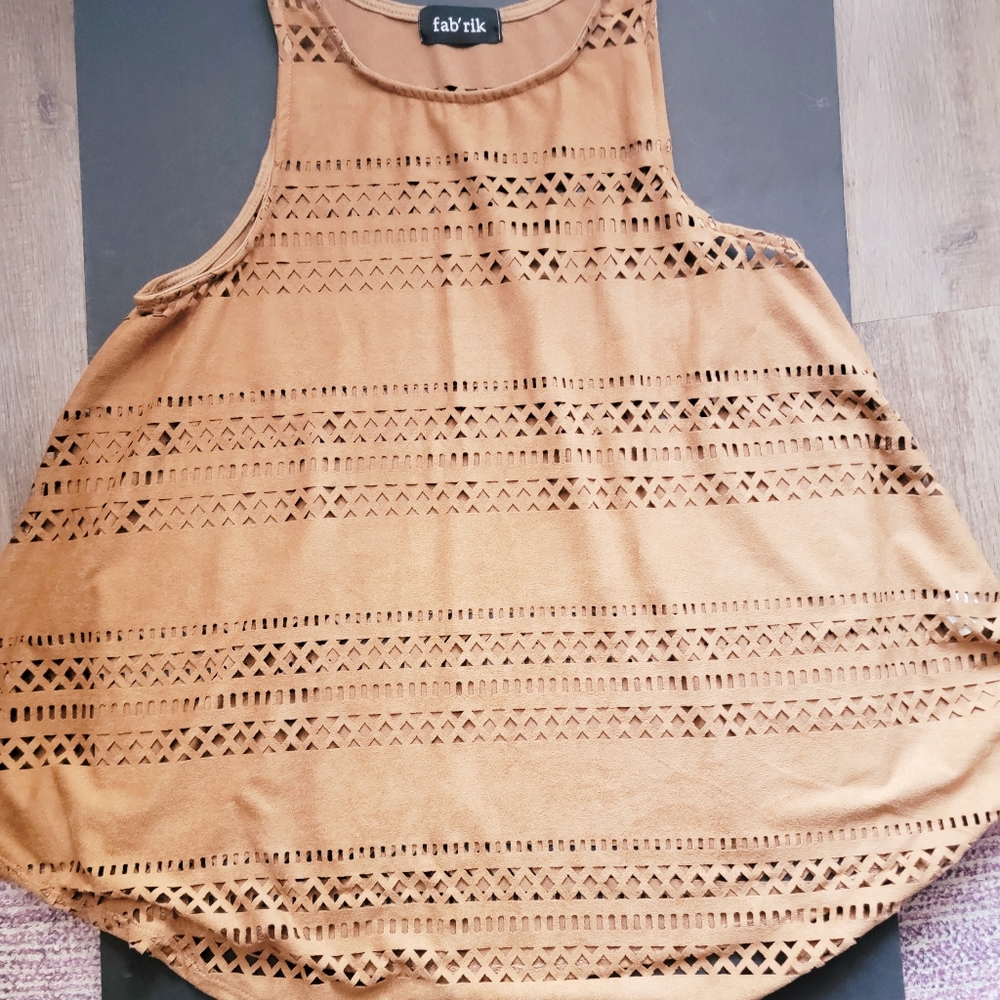 Fab'rik Sueded Swing Cutwork Tank Top sz M - Picture 2 of 2